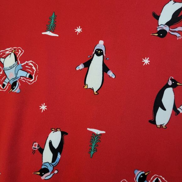 Joyspun Red Penguin Print Pajama Set Size Large – Long Sleeve Top & Pants NWT - Picture 2 of 5
